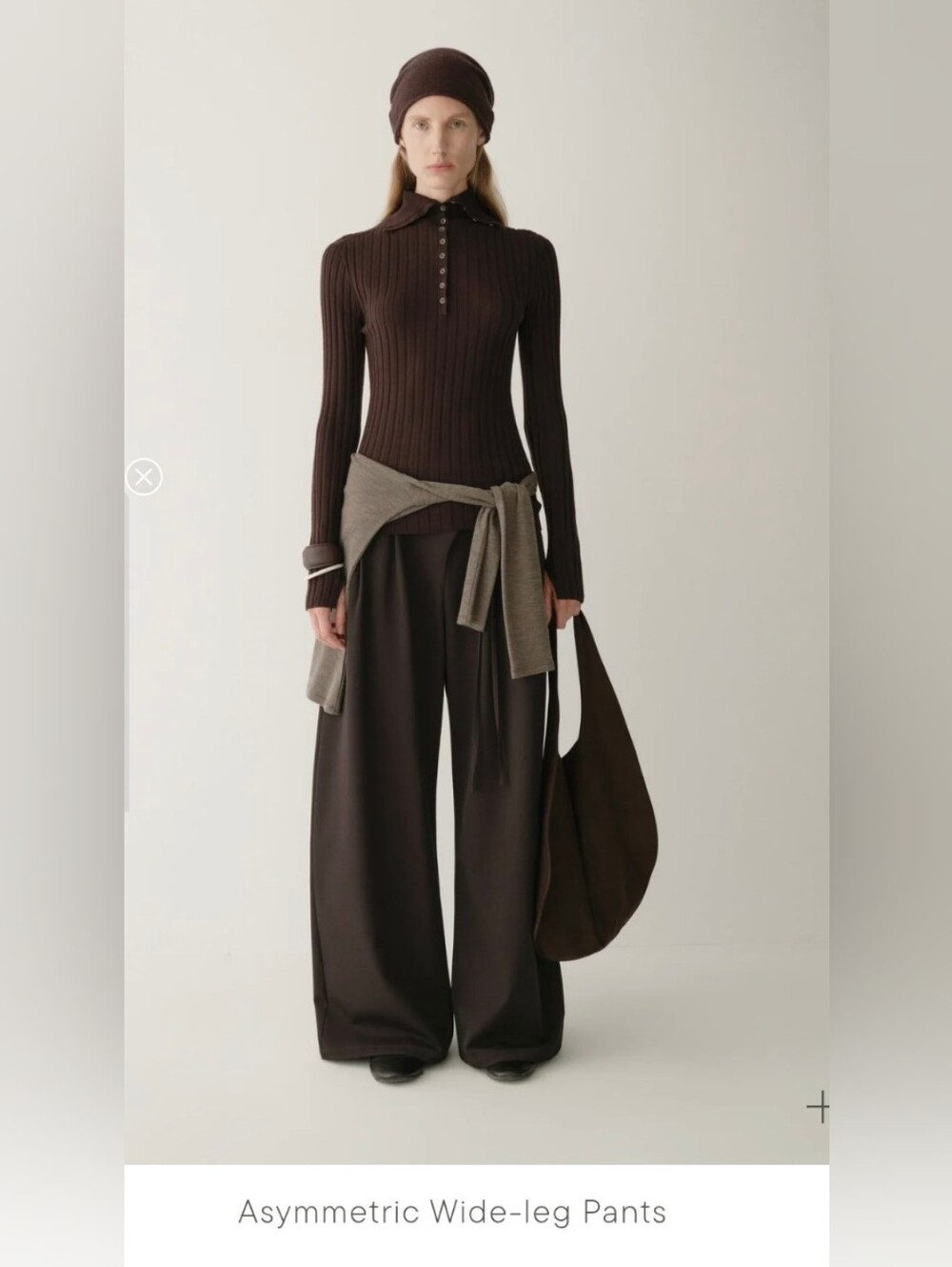 INSIS Femme Asymmetric Wide-Leg Pants Size 8 Raw Umber (deep brown)